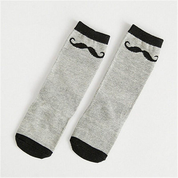 Socks - Knee High Socks - Gray Mustache